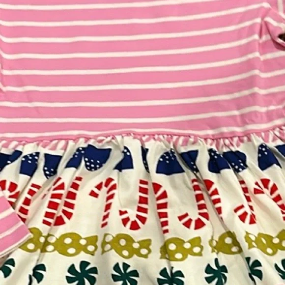 Hanna Andersson Stocking Sweets Pink Striped Dress Holiday Mixie NWT 8 - Picture 2 of 5